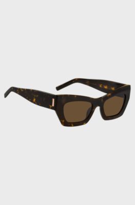 Havana-acetate sunglasses with signature hardware, Patterned