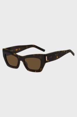 Havana-acetate sunglasses with signature hardware, Patterned