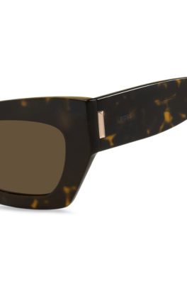 Havana-acetate sunglasses with signature hardware, Patterned