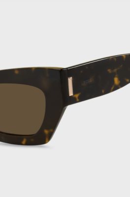 Havana-acetate sunglasses with signature hardware, Patterned