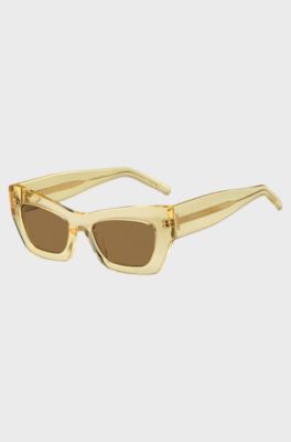 Transparent-acetate sunglasses with signature hardware, Transparent