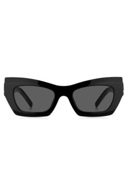 Black-acetate sunglasses with signature hardware, Black
