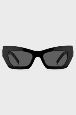 Black-acetate sunglasses with signature hardware, Black