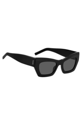 Black-acetate sunglasses with signature hardware, Black