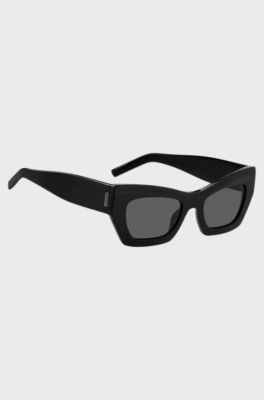 Black-acetate sunglasses with signature hardware, Black