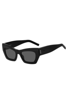 Black-acetate sunglasses with signature hardware, Black