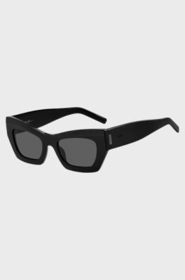 Black-acetate sunglasses with signature hardware, Black