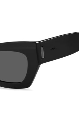 Black-acetate sunglasses with signature hardware, Black