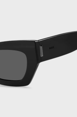 Black-acetate sunglasses with signature hardware, Black