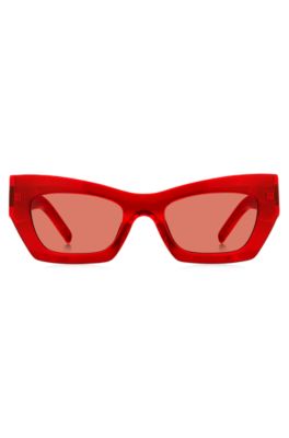Red-acetate sunglasses with signature hardware, Red