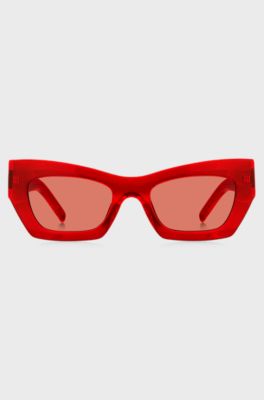 Sonnenbrille aus rotem Acetat mit charakteristischen Metalldetails, Rot