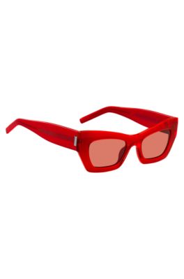 Red-acetate sunglasses with signature hardware, Red