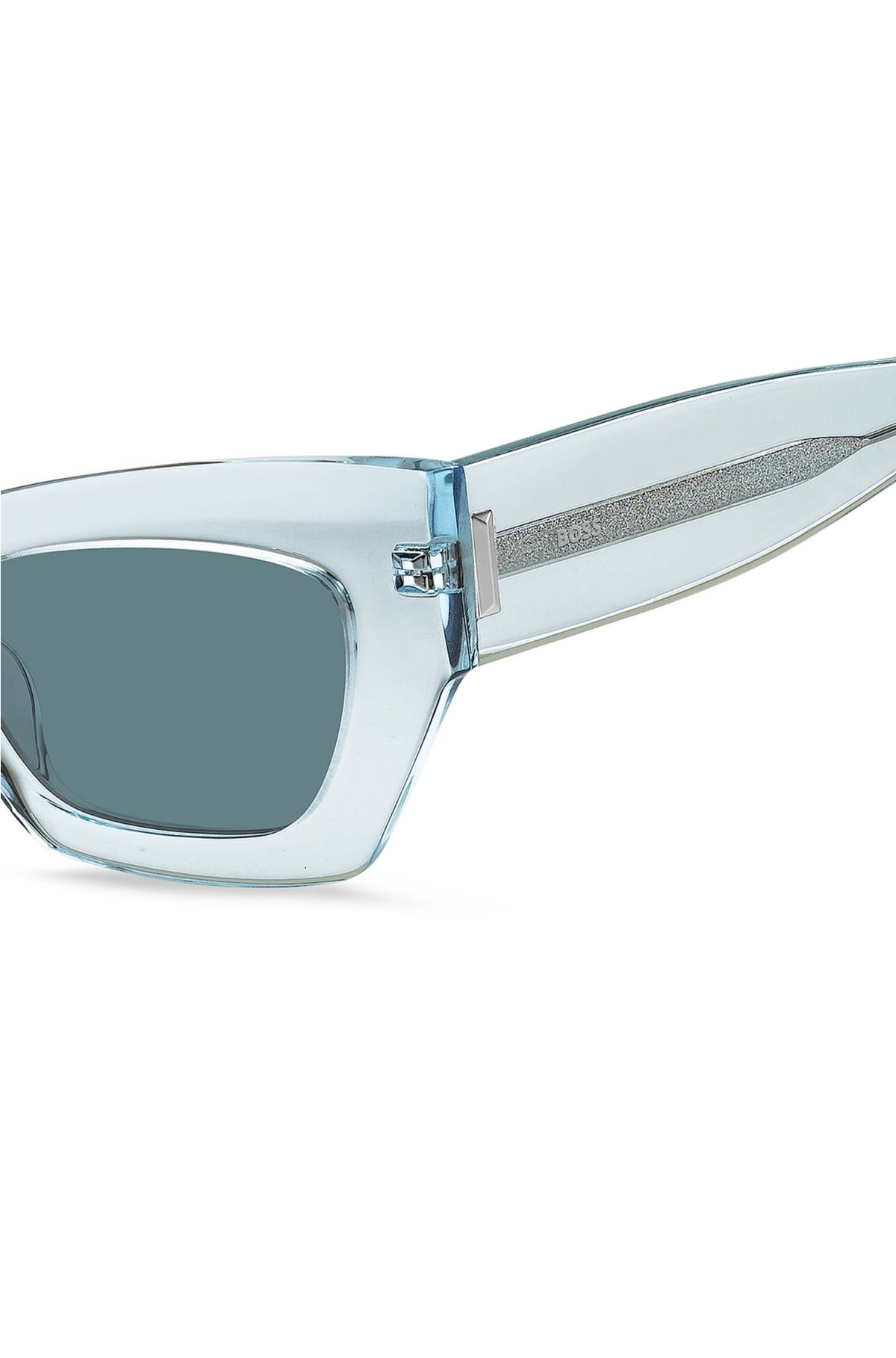 Blue-acetate sunglasses with signature hardware, Light Blue