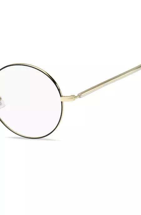 Round optical frames in lightweight titanium with signature hardware