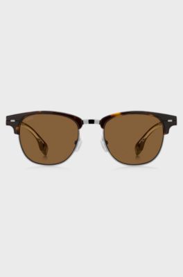 Havana-acetate sunglasses with visible wire core, Assorted-Pre-Pack