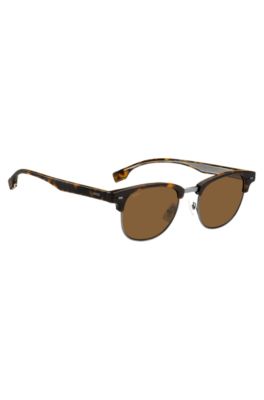 Havana-acetate sunglasses with visible wire core, Assorted-Pre-Pack
