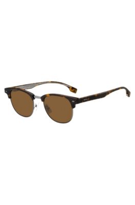 Havana-acetate sunglasses with visible wire core, Assorted-Pre-Pack