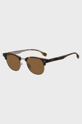 Havana-acetate sunglasses with visible wire core, Assorted-Pre-Pack