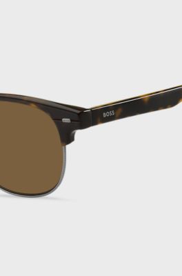 Havana-acetate sunglasses with visible wire core, Assorted-Pre-Pack