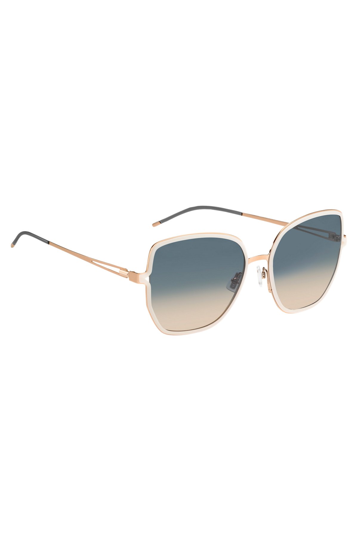 Gold-tone sunglasses with forked temples and branded chain, Assorted-Pre-Pack