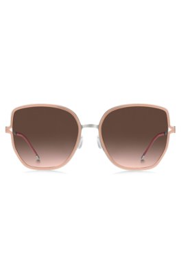 Boss Nude-frame sunglasses with forked temples and branded chain solglasögon dam – bild 2