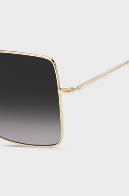 Square-frame sunglasses in lightweight titanium, Black