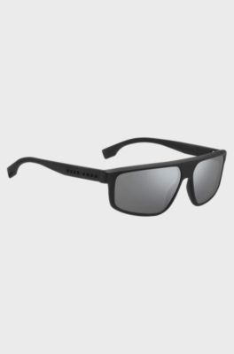 Black sunglasses with 3D temple logo, Assorted-Pre-Pack