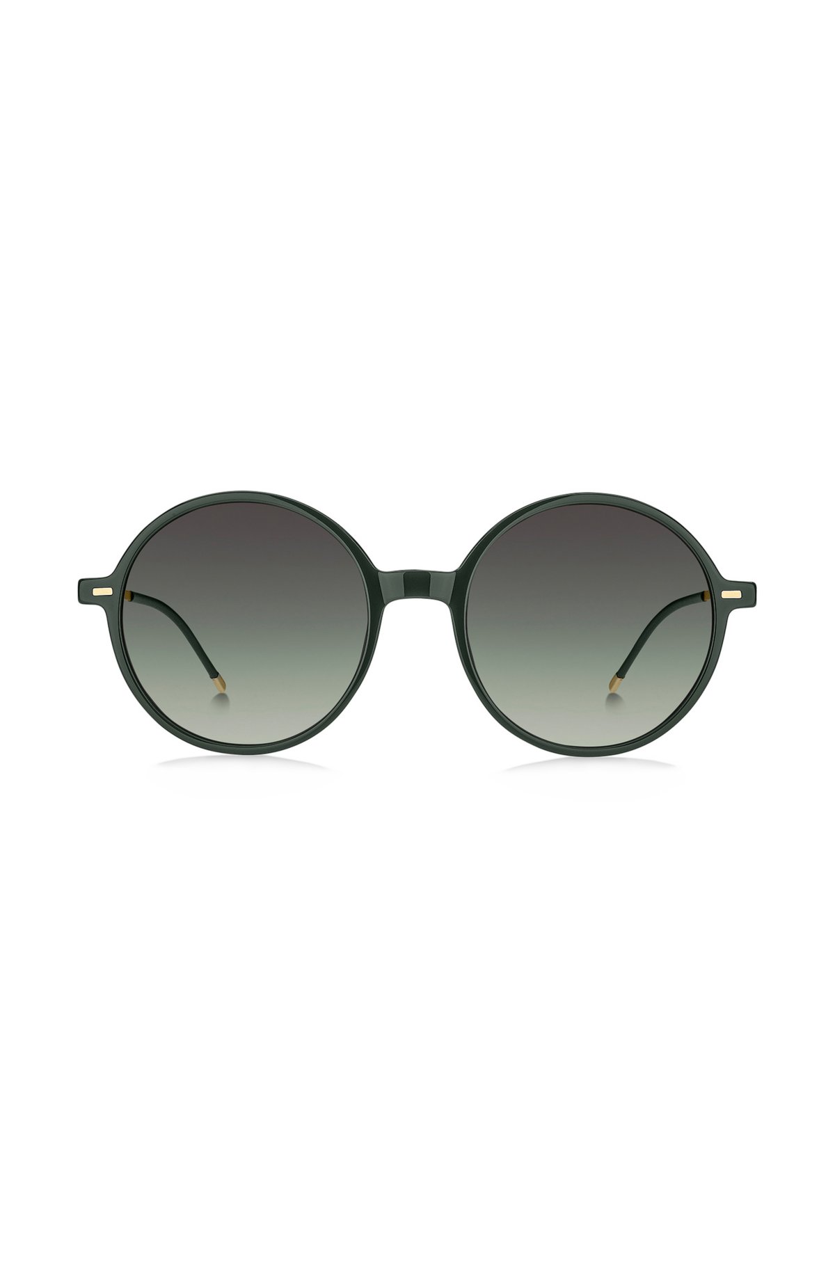 Round-frame sunglasses in green acetate with branded chain, Green