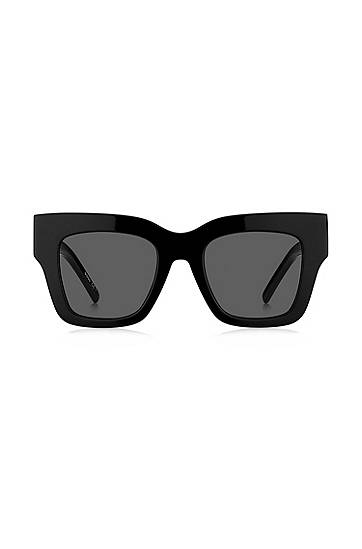 Black-acetate sunglasses with signature hardware, Hugo boss