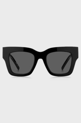 Black-acetate sunglasses with signature hardware, Black