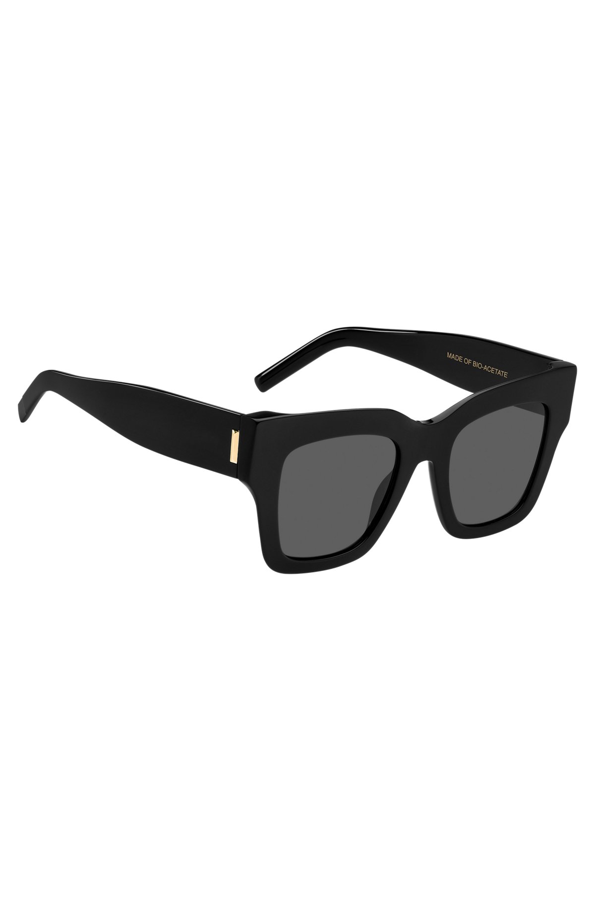 Black-acetate sunglasses with signature hardware, Black