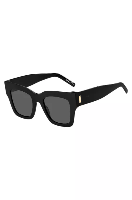 Black-acetate sunglasses with signature hardware