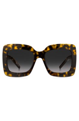 Havana-acetate sunglasses with signature hardware, Black Patterned