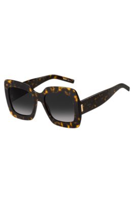 Havana-acetate sunglasses with signature hardware, Black Patterned