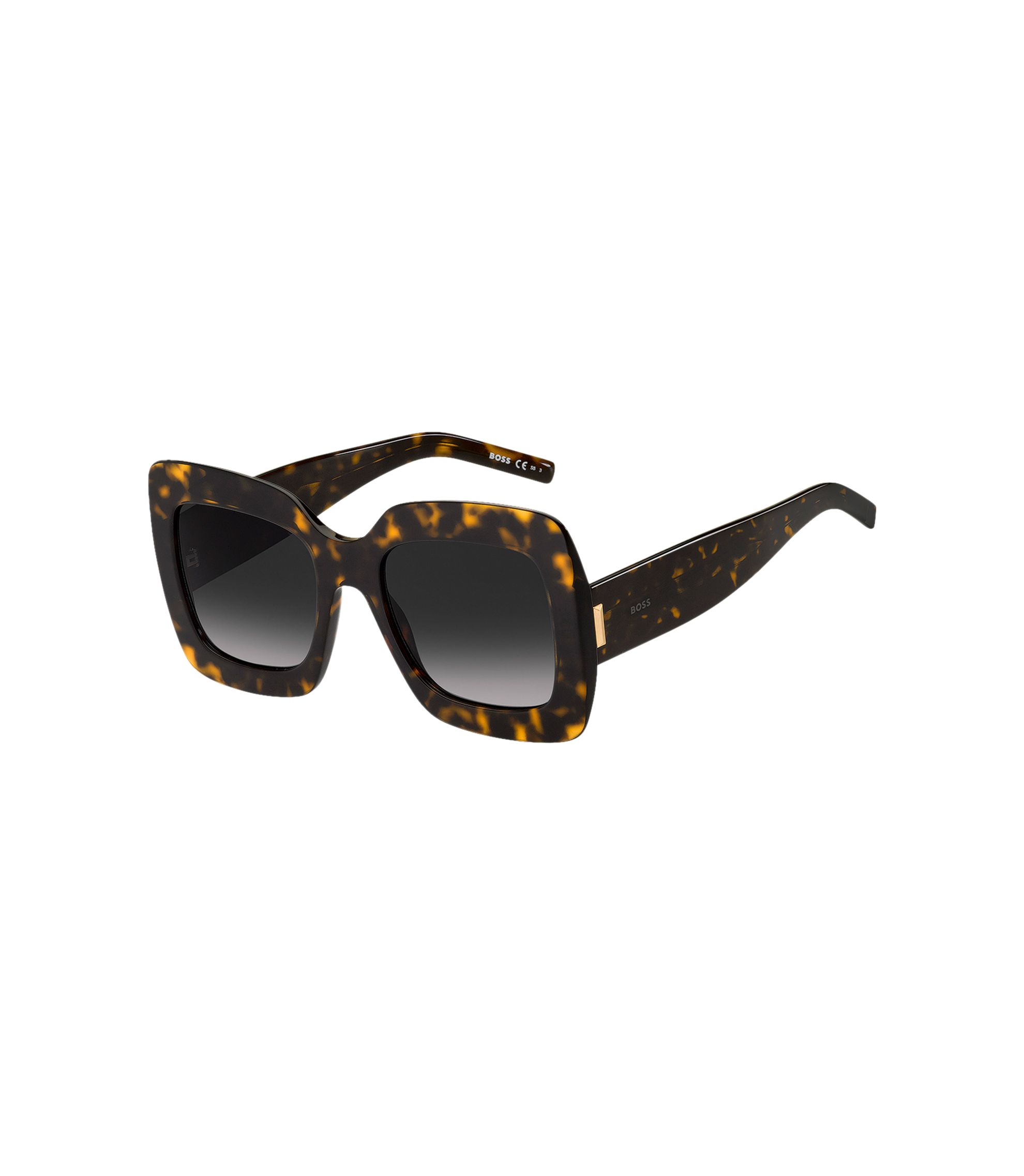 Sonnenbrille aus Acetat mit Havanna-Muster und charakteristischen Metalldetails