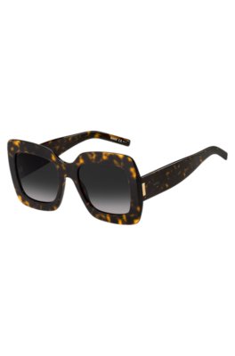 Havana-acetate sunglasses with signature hardware