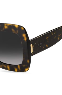 Havana-acetate sunglasses with signature hardware, Black Patterned
