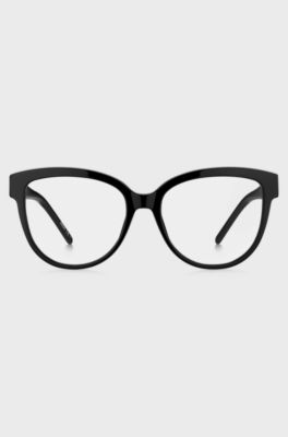 Black-acetate optical frames with signature hardware, Black