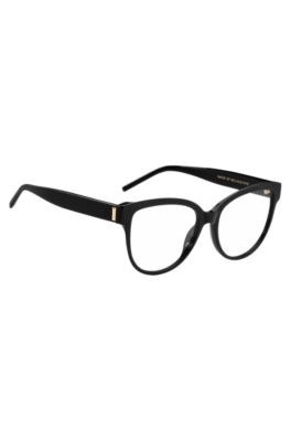 Black-acetate optical frames with signature hardware, Black