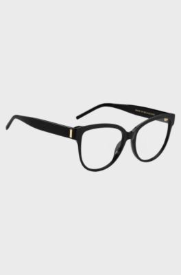 Black-acetate optical frames with signature hardware, Black