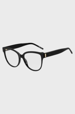 Black-acetate optical frames with signature hardware, Black