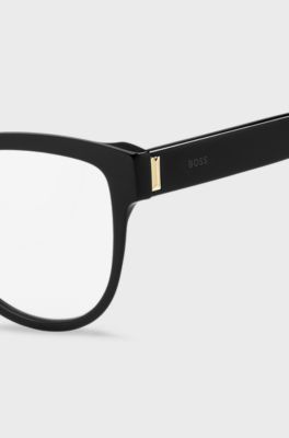 Black-acetate optical frames with signature hardware, Black