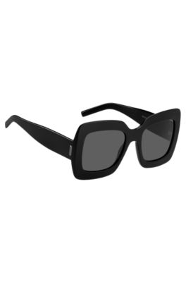 Black-acetate sunglasses with signature hardware, Black