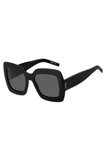 Black-acetate sunglasses with signature hardware