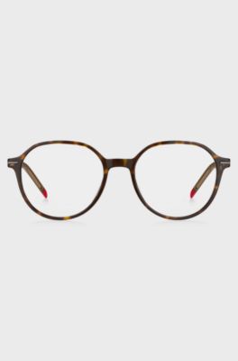 Havana-acetate optical frames with red details, Assorted-Pre-Pack