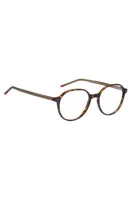Havana-acetate optical frames with red details, Assorted-Pre-Pack