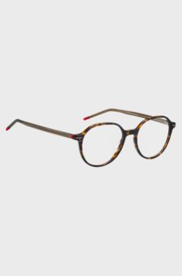 Havana-acetate optical frames with red details, Assorted-Pre-Pack