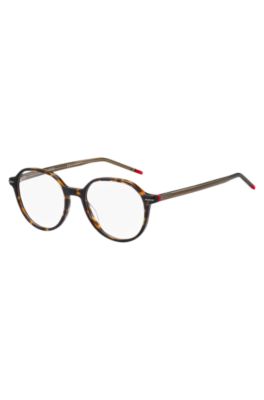 Havana-acetate optical frames with red details, Assorted-Pre-Pack