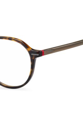Havana-acetate optical frames with red details, Assorted-Pre-Pack