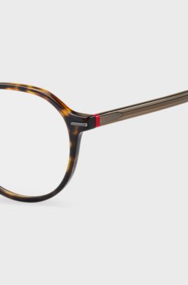 Havana-acetate optical frames with red details, Assorted-Pre-Pack